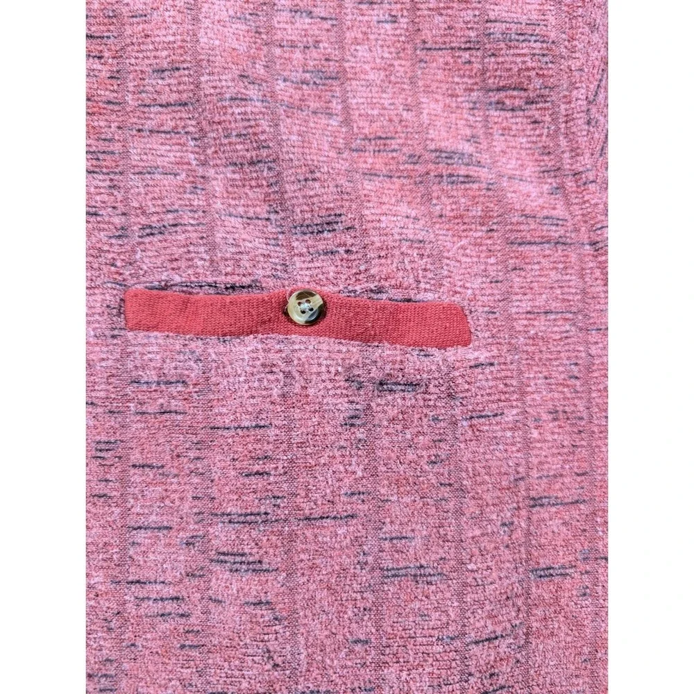John Blair Mens Rust Red Textured Knit Long Sleeve Polo Sweater Size Small RG